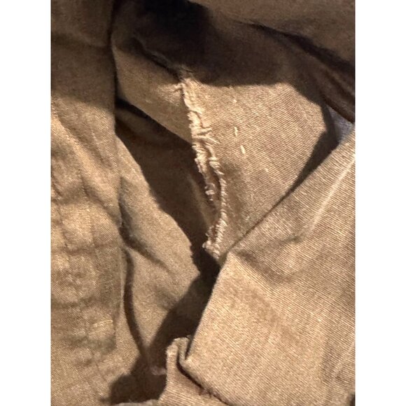 Handmade Brown Short-Sleeve Button-Up Dress With Embroidered Pockets & Collar Tr - Picture 6 of 8